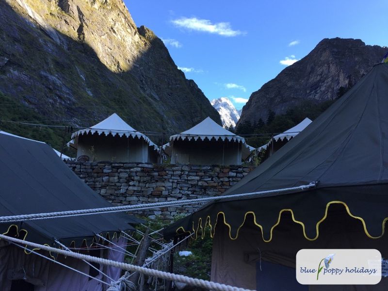 The camps under a clear blue sky